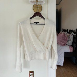 Banana Republic White Fuzzy Wrap Sweater, Size S